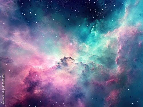 Cosmic Splendor: A Celestial Rainbow Amidst Star-Studded Space - Generative AI
