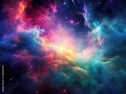 Cosmic Splendor  A Celestial Rainbow Amidst Star-Studded Space - Generative AI