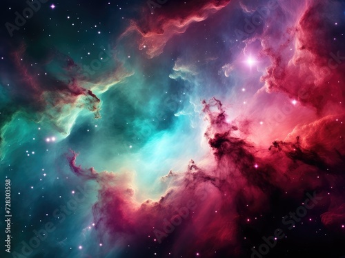 Celestial Majesty: Ethereal Nebula Painting the Universe in Vivid Hues - Generative AI
