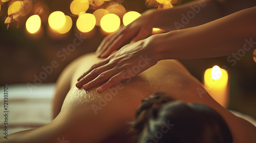woman reiceiving massage at the spa
 photo
