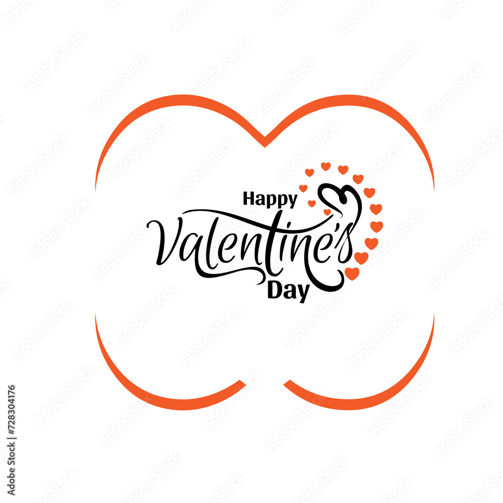 Fototapeta premium Happy Valentine's Day with a heart-shaped invitation card. Happy Valentines Day vector illustration.