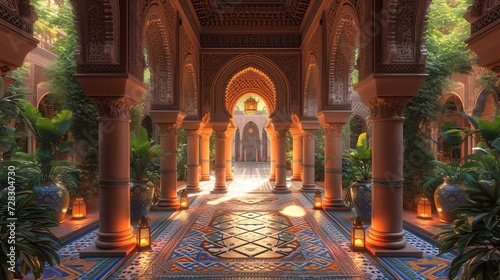 Arabian Nights A Majestic Archway Leads to a Grand Courtyard Generative AI