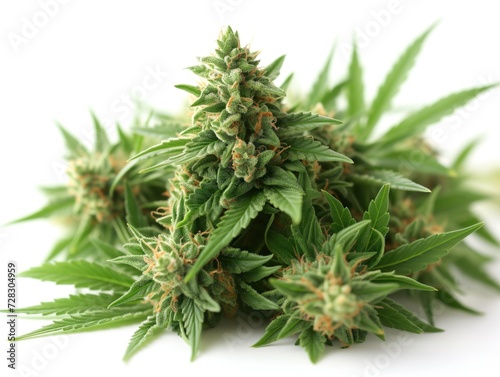 fresh cannabis on white background