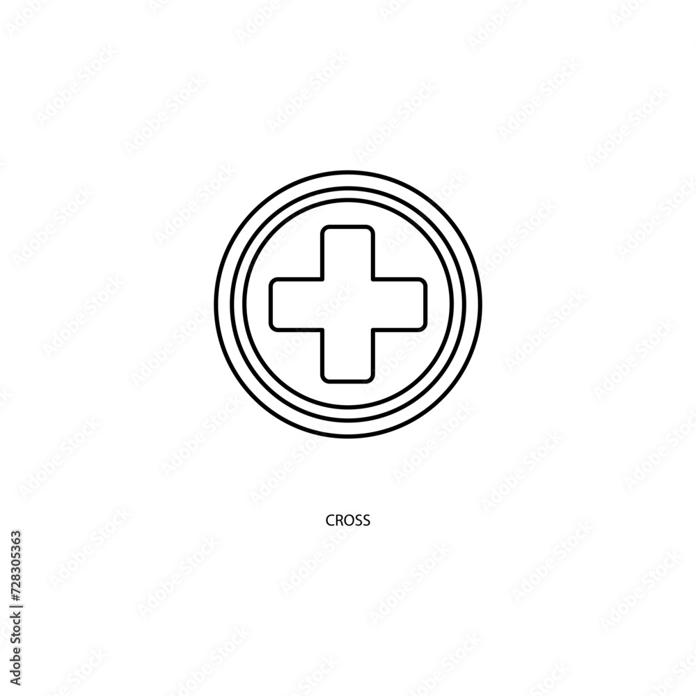 cross concept line icon. Simple element illustration. cross concept outline symbol design. cross concept line icon. Simple element illustration. cross concept outline symbol design.