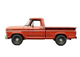 a red pickup truck with black tires