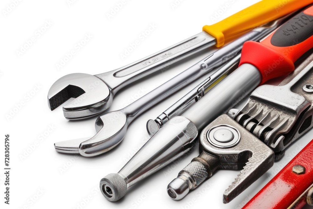 Fototapeta premium Work tools on Withe Background, Exellent Clipping Path Included