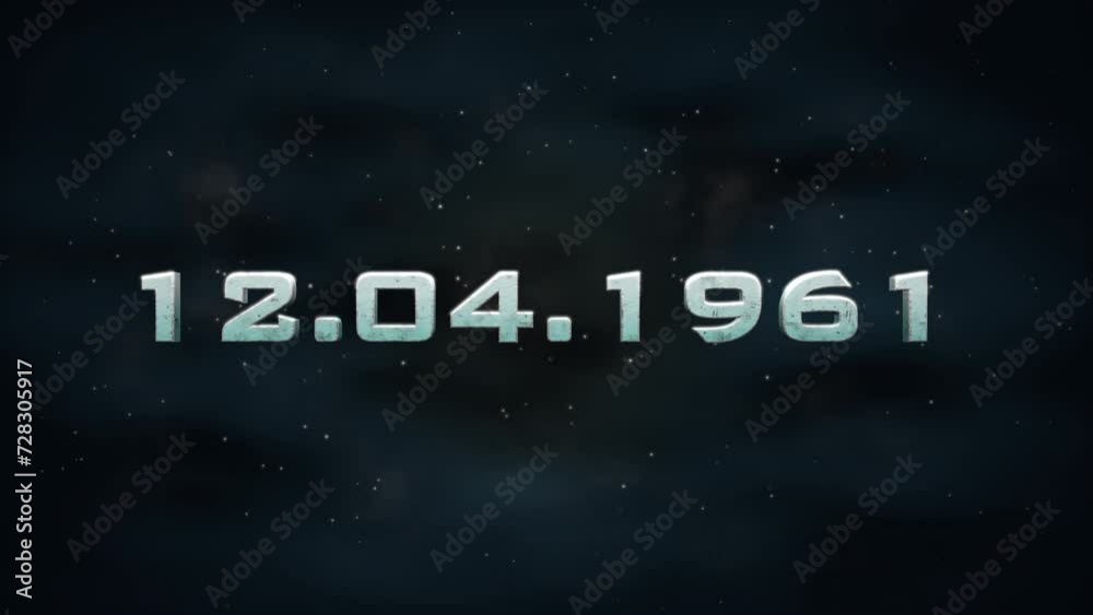 A solemn image with the date 12.04.1961 against a starry backdrop. Capturing a significant date, invoking reflection and curiosity A solemn image with the date 12.04.1961 against a starry backdrop. Capturing a significant date, invoking reflection and curiosity