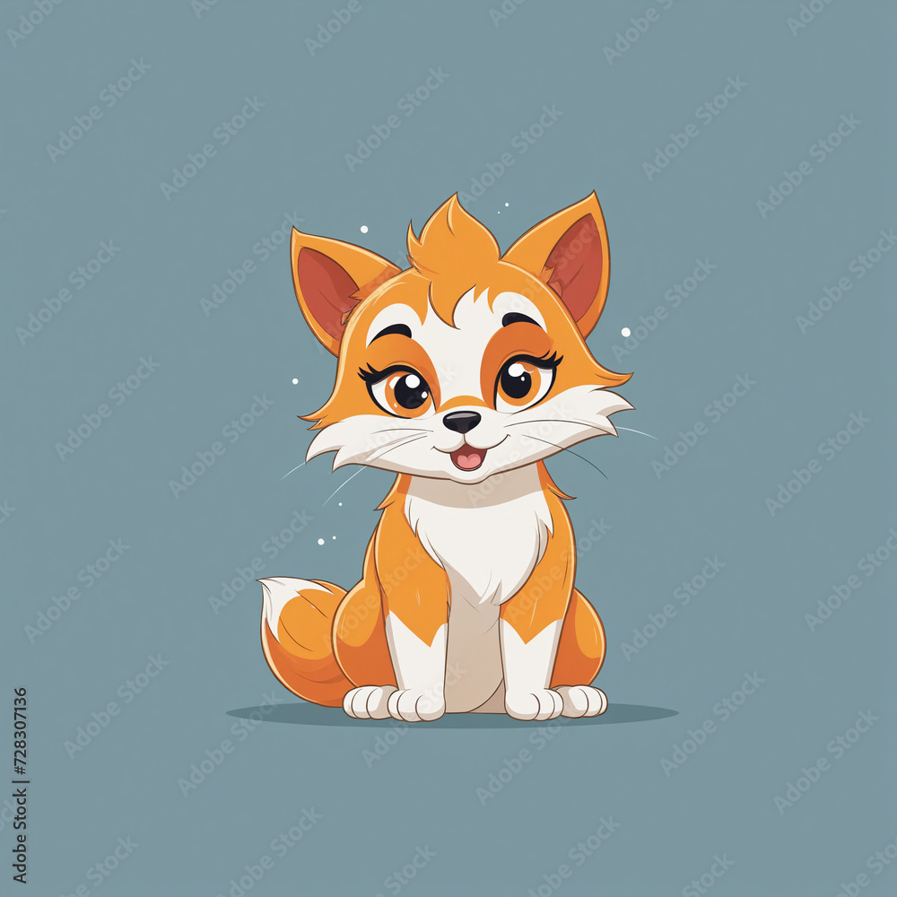 flat vector logo of a cute fox like creature flat vector logo of a cute fox like creature