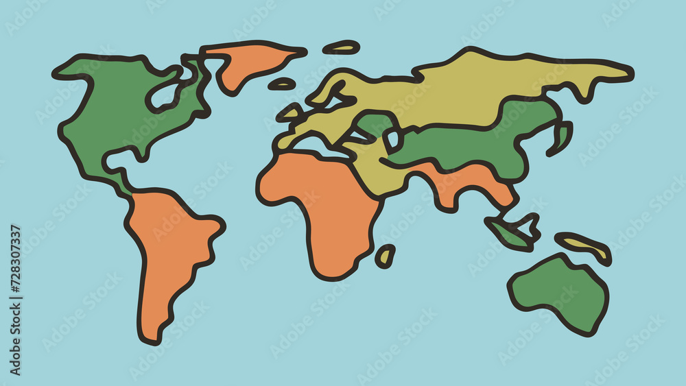 Minimalist cartoon World map