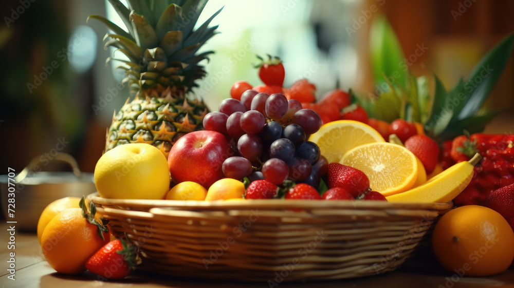 Mix fruit in basket Mix fruit in basket