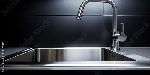 Steel sink and kitchen faucet