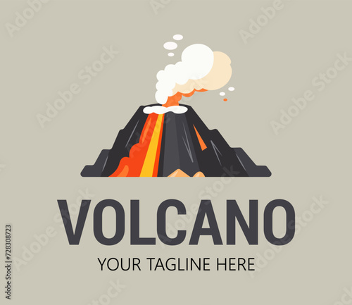 Creative abstract volcano logo. Power of nature concept. Mountain or hill sign.