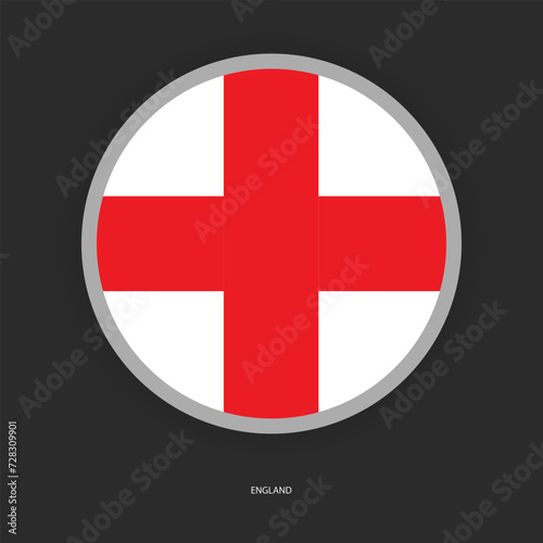 England circle sticker flag isolated on dark grey background. English round flag isolated on barely dark background.