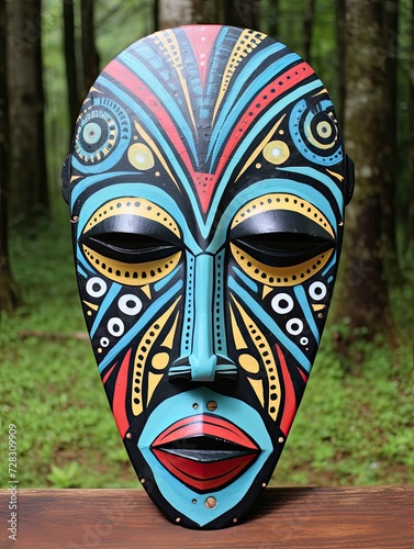 African Tribal Mask Designs: Pathways of Tribal Village, A Unique Painting with African Tribal Village Paths