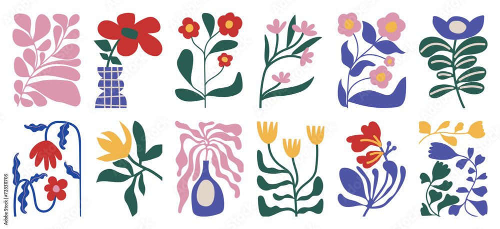 Floral doodle background vector set. Flower and leaves abstract shape doodle art design for print, wallpaper, clipart, wall art for home decoration. Floral doodle background vector set. Flower and leaves abstract shape doodle art design for print, wallpaper, clipart, wall art for home decoration.