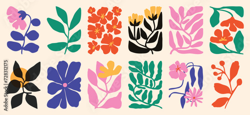 Photographie Floral doodle background vector set