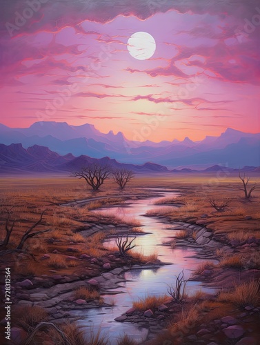 Bohemian Dusk  Twilight Desert Landscape Painted in Vistas of the Bohemian Dream