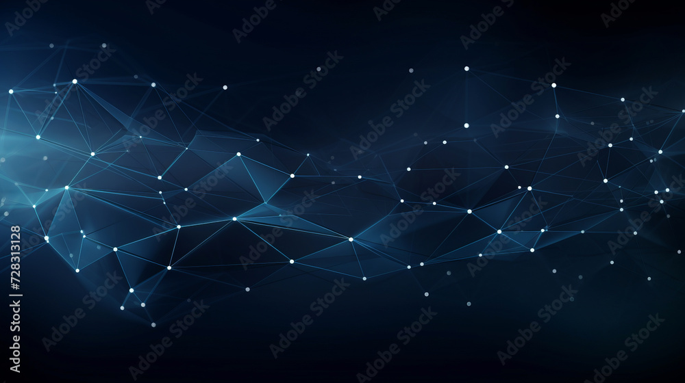 Abstract network connections with blue nodes on dark background