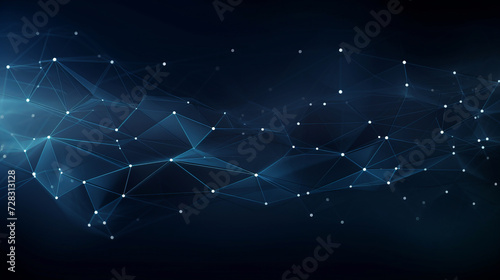 Abstract network connections with blue nodes on dark background