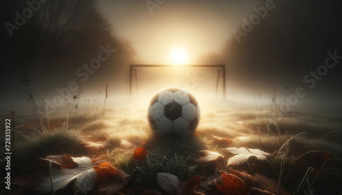 Misty Football Pitch in November photo