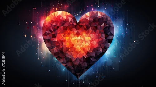 Vibrant and artistic representation of a heart. Modern Valentine s Day themed background.