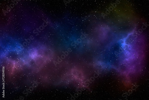 Space background with stardust and shining stars. Realistic cosmos and color nebula. Colorful galaxy. 3d illustration