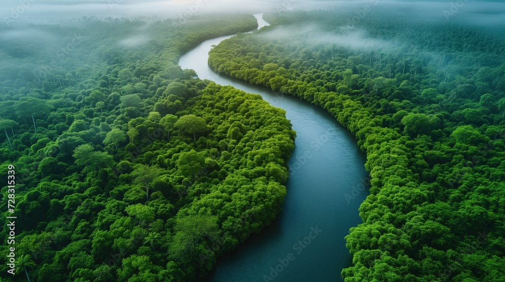 landscape river in the jungle top view landscape river in the jungle top view