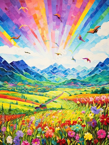 Colorful Kite Festival Scenes: A Commemorative Art Landscape Poster of Joyous Kite Festivals © Michael