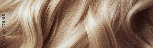 Header with womans beautiful blonde hair. Close up view of a wavy shiny curls. Hair colouring