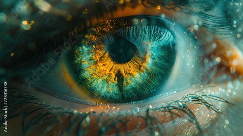 eye with human reflection macro