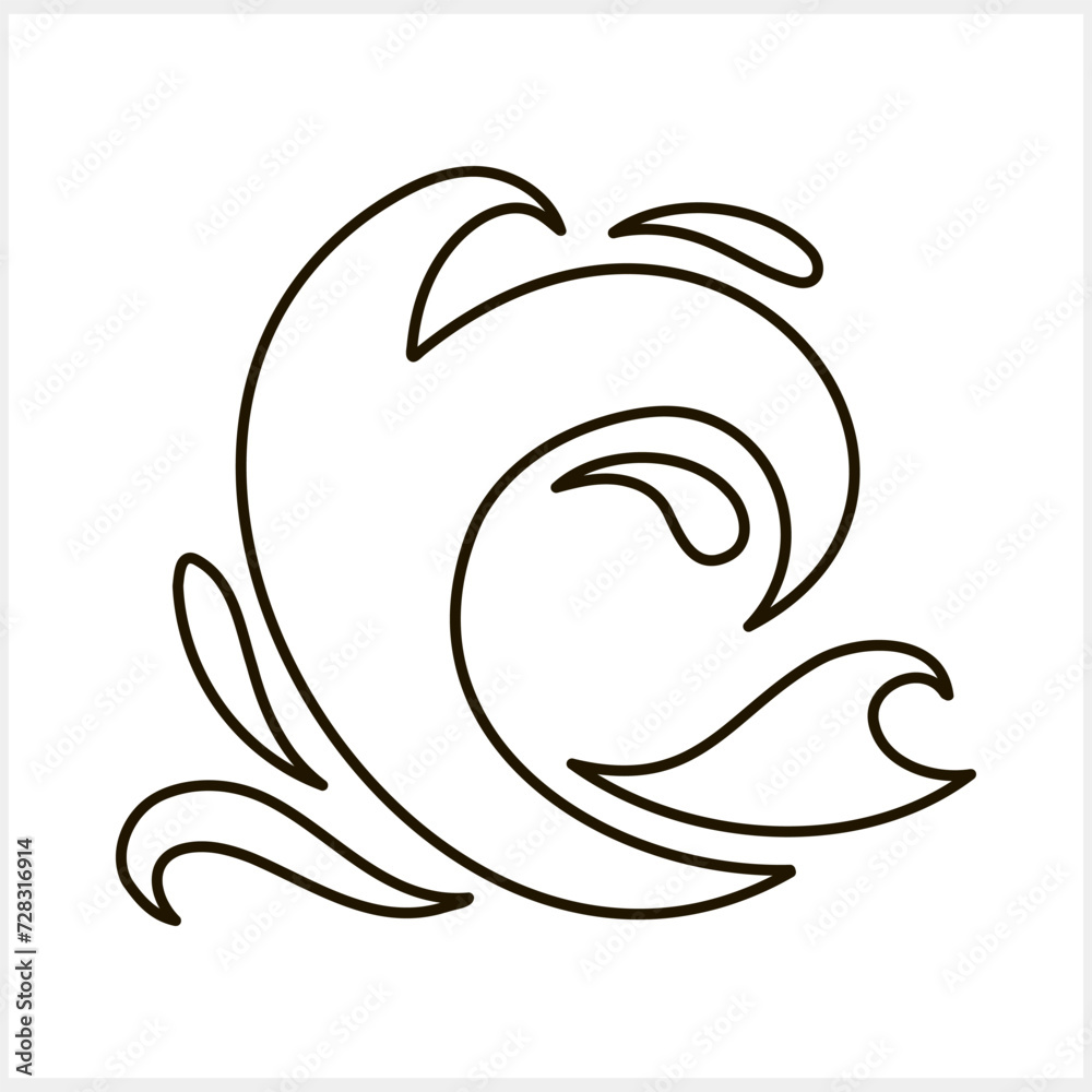Doodle water wave clipart isolated. Hand drawn art. Sketch Vector stock illustration. EPS 10 Doodle water wave clipart isolated. Hand drawn art. Sketch Vector stock illustration. EPS 10