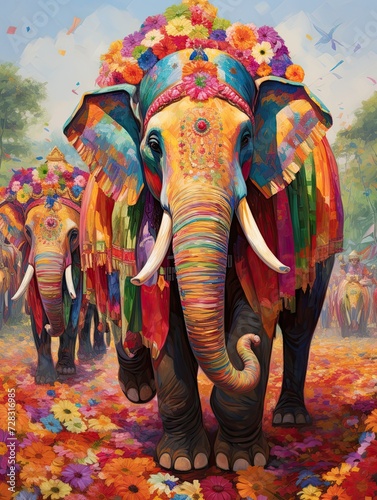 Vibrant Indian Elephant Parade Scenes  A Kaleidoscope of Colorful Parades