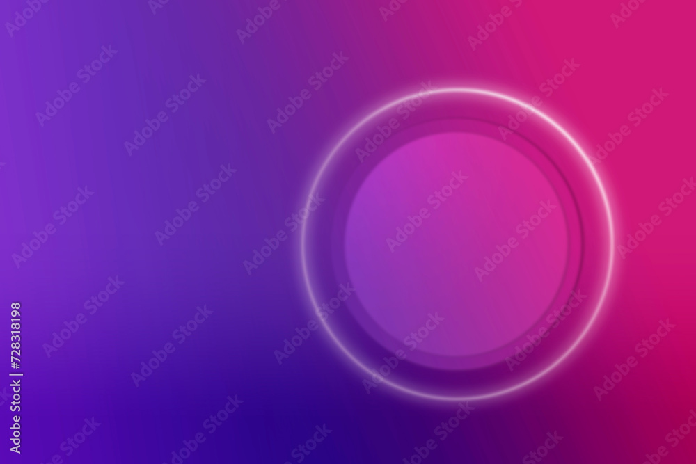 A solid circle with white glow border on soft purple and pink color blend in the background.