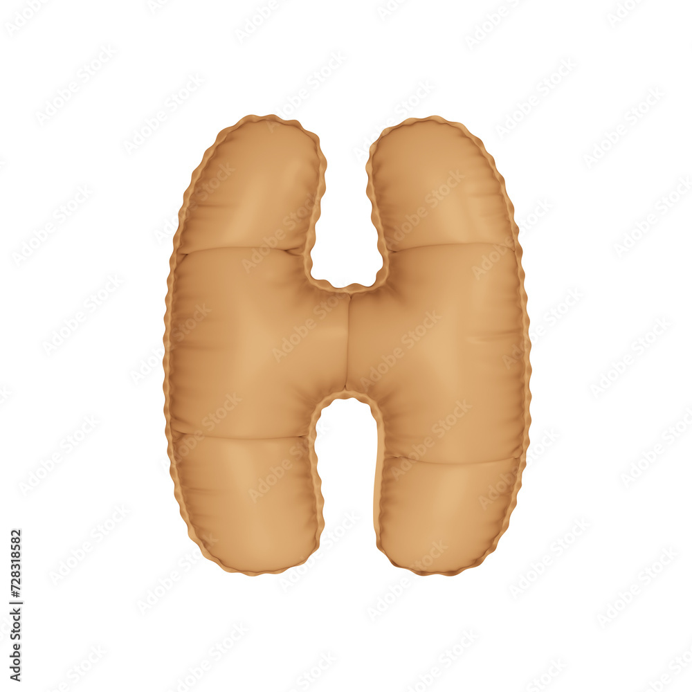 3D beige bisque pastel color helium balloon letter H 3D beige bisque pastel color helium balloon letter H