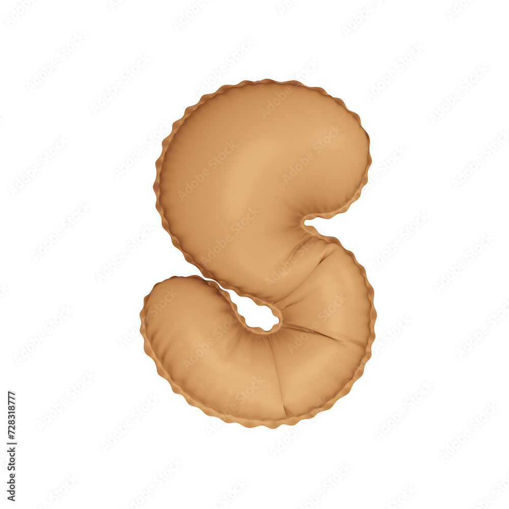 3D beige bisque pastel color helium balloon letter S 3D beige bisque pastel color helium balloon letter S