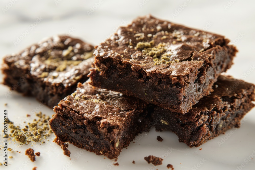 This is a stock photograph involving cannabis in brownies
