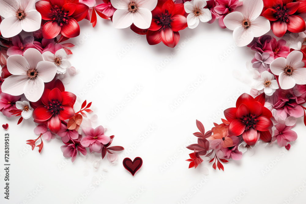 Valentine's day background with heart and flowers. Greeting card mockup Valentine's day background with heart and flowers. Greeting card mockup