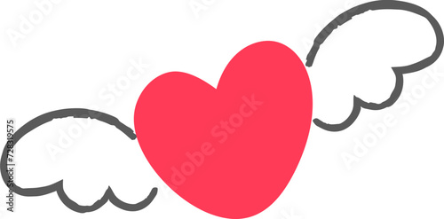 Cute heart with wing valentine element vector