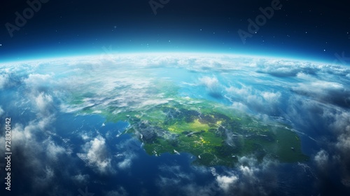 A captivating shot of Earth from space, with the planet's serene blue and gre...