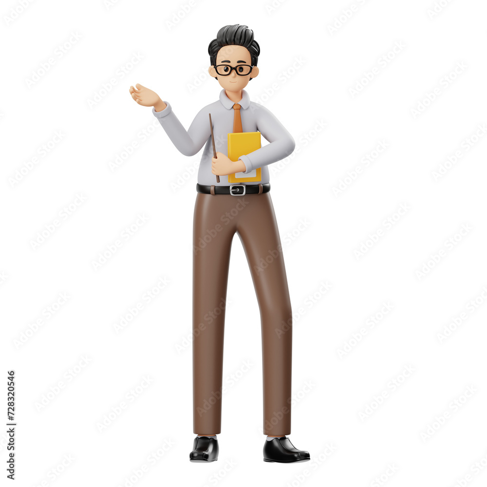 3D Character Male Teacher Teaching 3D Character Male Teacher Teaching
