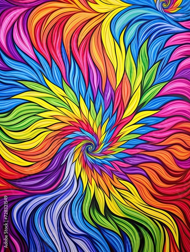Psychedelic Spiral Dance: Vibrant Groovy Patterns Canvas Print [Landscape]