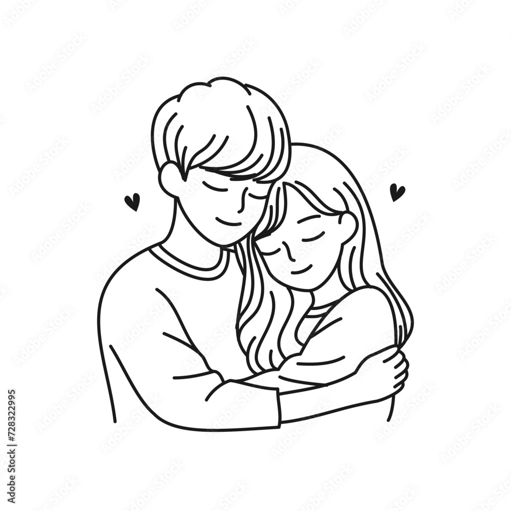 Couple in love man and woman hugging each other vector illustration Couple in love man and woman hugging each other vector illustration