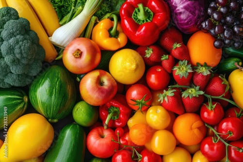 Assortment of Fruits and Vegetables Background 