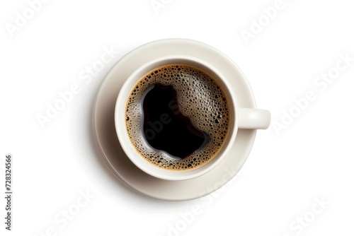 Coffee Cup on White Background, High Angle Wiew. Clipping Path Included 