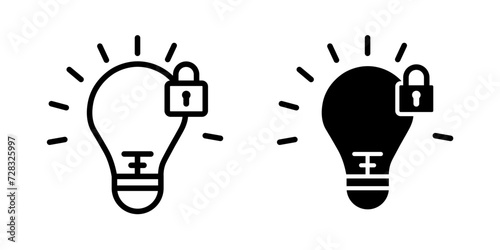 Idea Security Line Icon. Concept Safeguard Icon in Black and White Color.