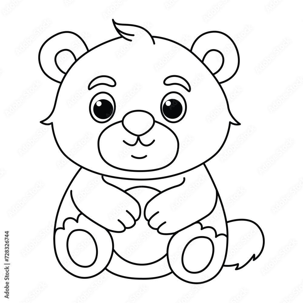 Naklejka premium Funny bear cartoon for coloring book.