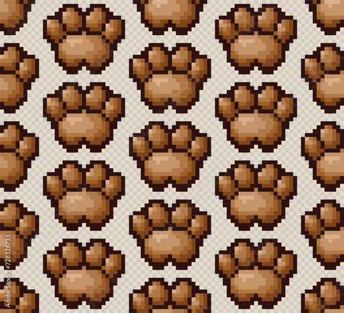 The seamless pixel background with cat footprints.