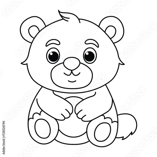 Funny bear cartoon for coloring book.