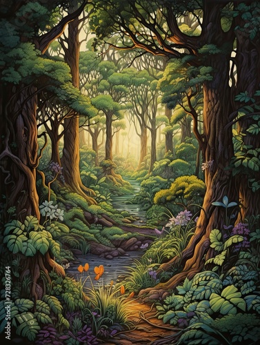 Vintage Magic Poster Art  Enchanted Woodland Wonders - Forest Wall Art