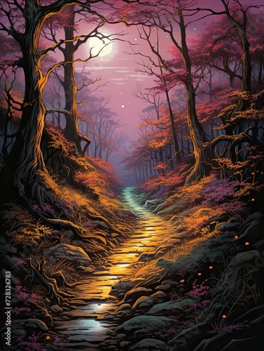 Vintage Magic Poster Art: Enchanted Trail Tales of a Pathway Painting